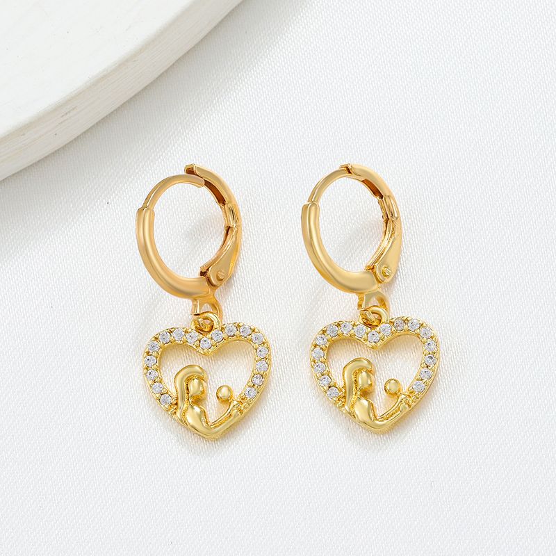 Orecchini Ins Micro Intarsiati Zircone Madre Bambino Abbraccio, Design Unico Alla Moda, Orecchini Festa Della Mamma Con Fibbie E_voghion.com