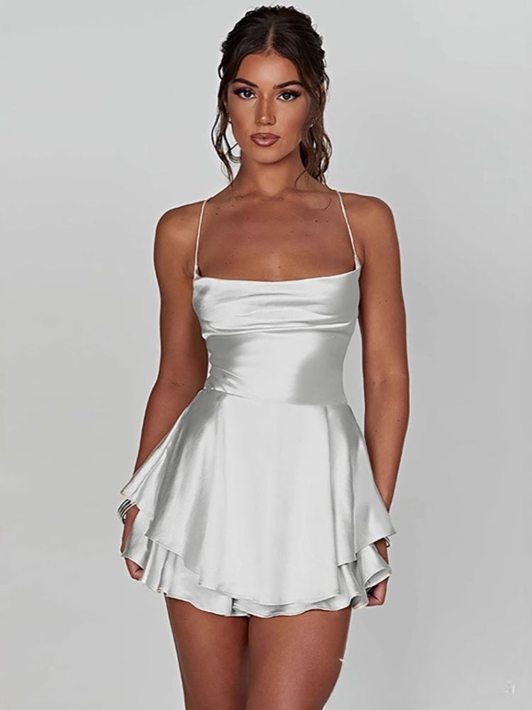 K Sexy Pleated Women's Camisole Dress With Back Drawstring And Strapless Top_voghion.com