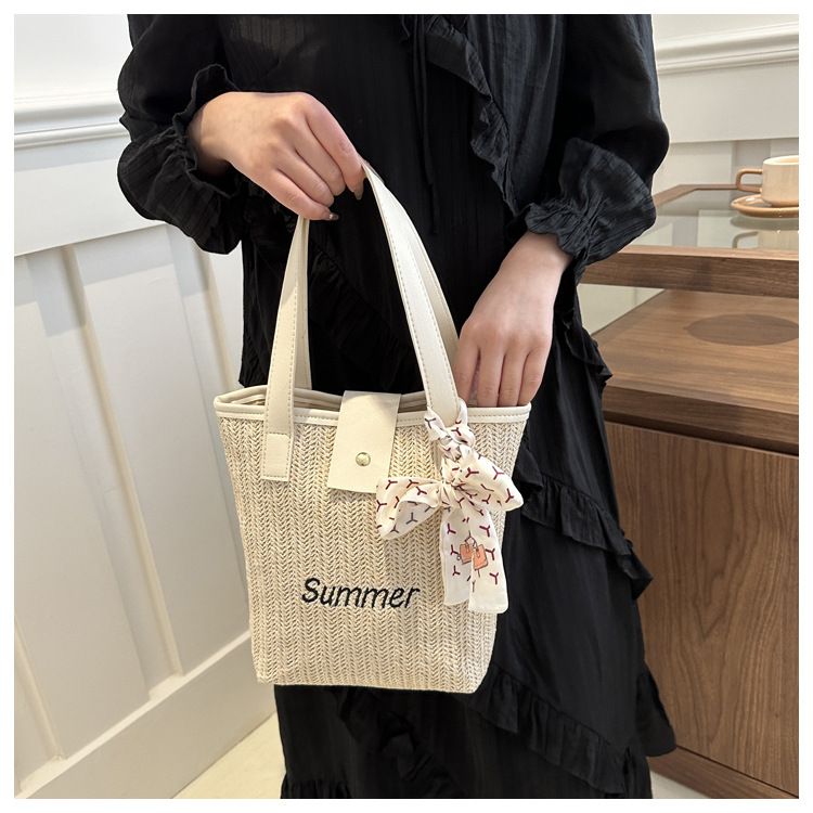 Borsa secchiello sciarpa personalizzata per ragazza, unica, tessuta 2024, nuova estate, fresca spiaggia Versatile_voghion.com
