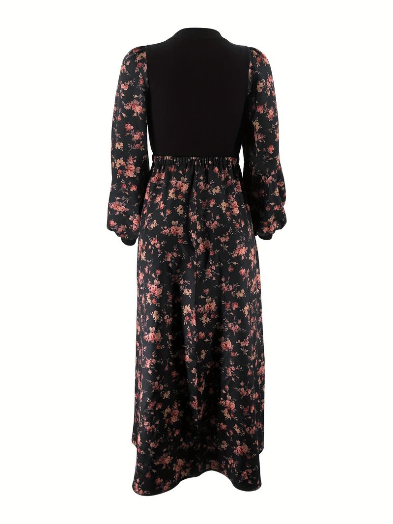 Damenbekleidung Damen Strick Blumendruck Mode Temperament Elegantes Kleid_voghion.com