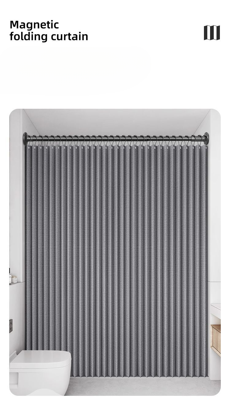 Magnetisches Saugset fürs Badezimmer, faltbarer Duschvorhang, verdickt, schimmelresistent, wasserdicht, hängender Badezimmervorhang_voghion.com