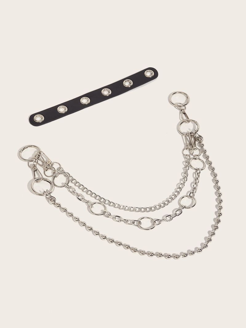 Gerade, modische, vielseitige, doppellagige Hosenkette aus Metall, nicht-Mainstream-Hip-Hop-Gürtel, coole Accessoire-Hüftkette_voghion.com