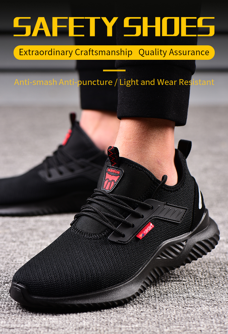 Sapatos de trabalho de segurança para construção masculinos ao ar livre com biqueira de aço botas de segurança leves à prova de furos de alta qualidade_voghion.com