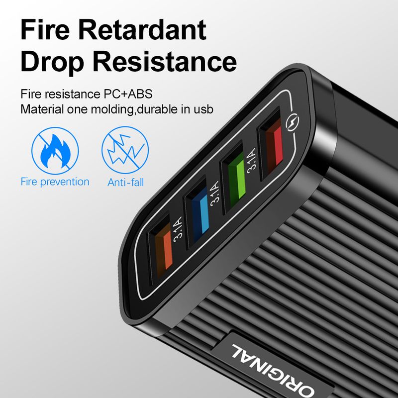 Music Festival  Multi 4USB mobile phone European and American standard four port smart tablet charger, travel charger_voghion.com