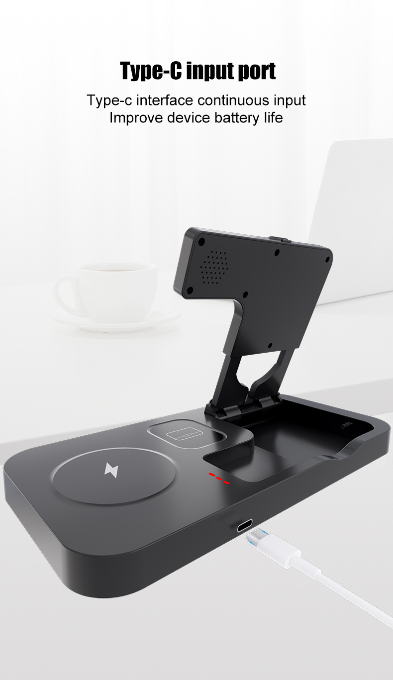 Vezeték nélküli töltő 4 az 1-ben iPhone 12 Pro Max 14 Plus 13 11 Samsung Xiaomi Oneplus Dual 15W összecsukható gyorstöltő állomás_voghion.com