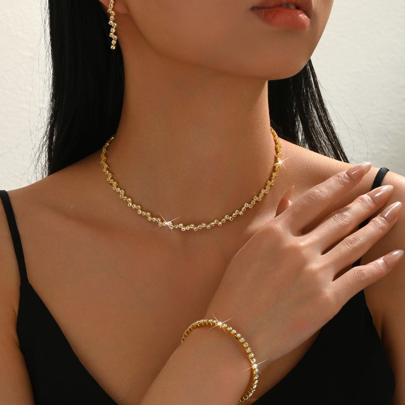 Set di gioielli da sposa, collana, orecchini, bracciale, catena per clavicola, accessori per abito da sera_voghion.com