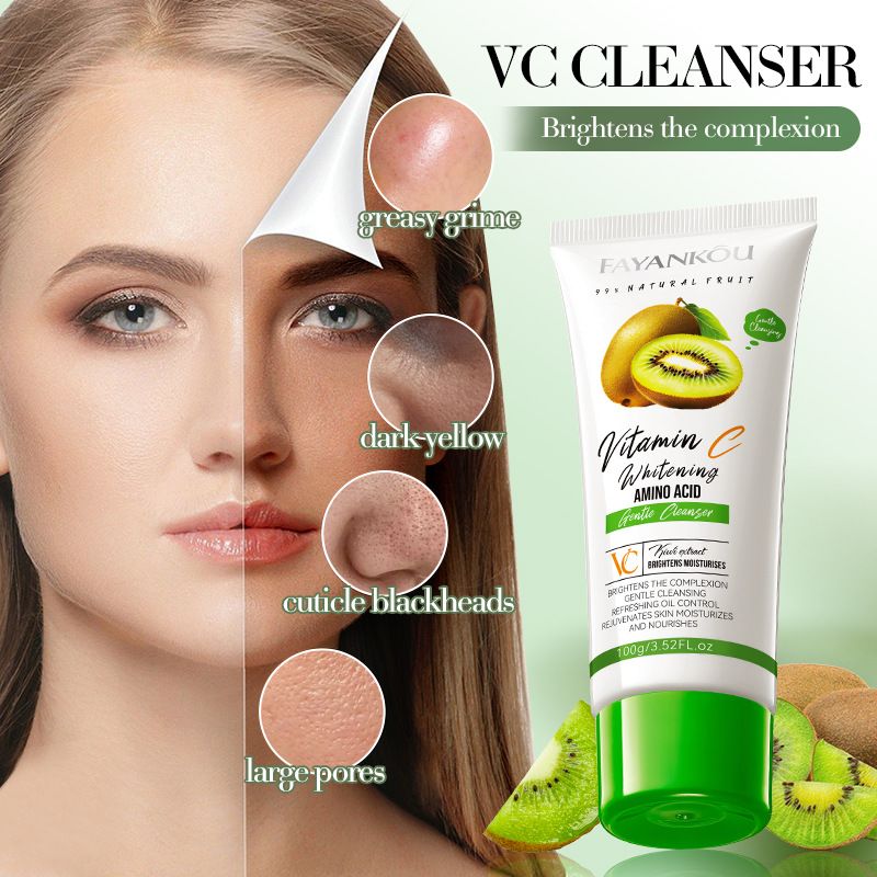 Full English FAYANKOU Kiwi VC Whitening Amino Acid Gentle Facial Cleanser_voghion.com