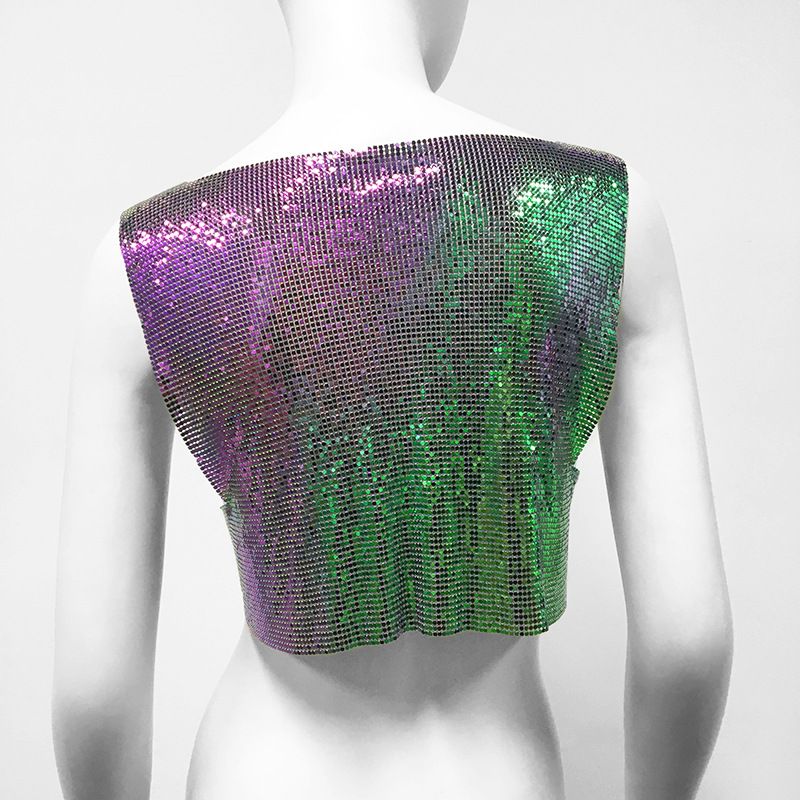 Women's metallic sequin top hot girl vest music festival party sweet and spicy style vest_voghion.com