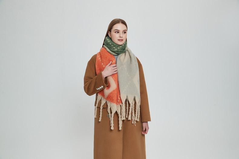 Dicker Mohairschal für Damen, Unisex, mit groben Quasten_voghion.com