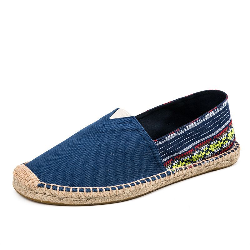 Casual Espadrilles Handmade Fashion Versatile Straw Woven Linen Sweat-Absorbing Breathable Slip-On Lazy Cloth Shoes_voghion.com