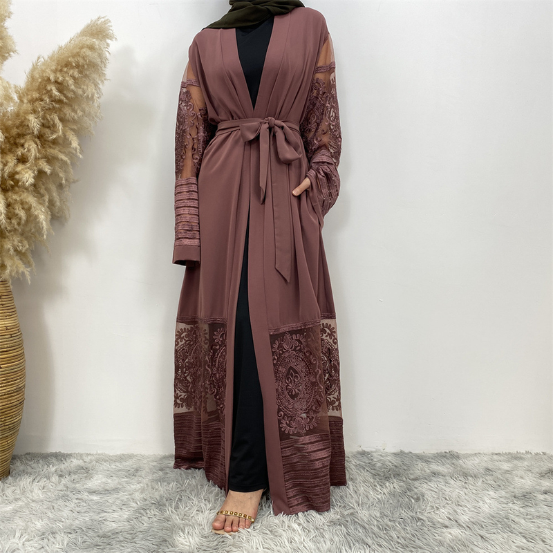 Damenmode-Cardigan-Stickerei-Gaze-Robenkleid_voghion.com