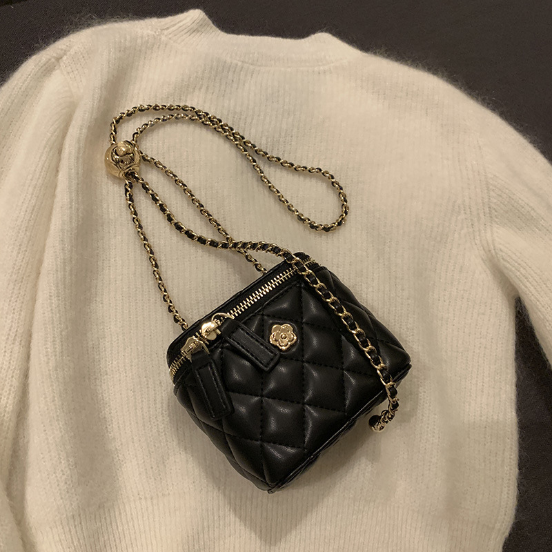 Liicht Luxusmark Klassesch Camellia Gitterketten Damentasch Mini Schëller Crossbody Tote Kleng Quadratbeutel_voghion.com