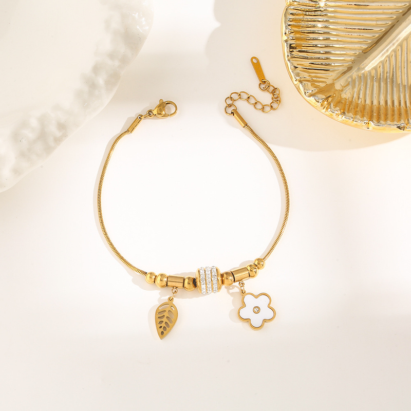 Designer Frische Blume Einstellbare Titan Stahl Armband Shiny Dia Ball Hand Zubehör_voghion.com