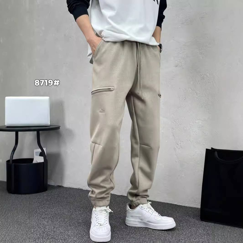 Men's Clothing brand splicing cuff sweatpants men's autumn and winter new style trendy drawstring casual pants versatile men's trousers_voghion.com