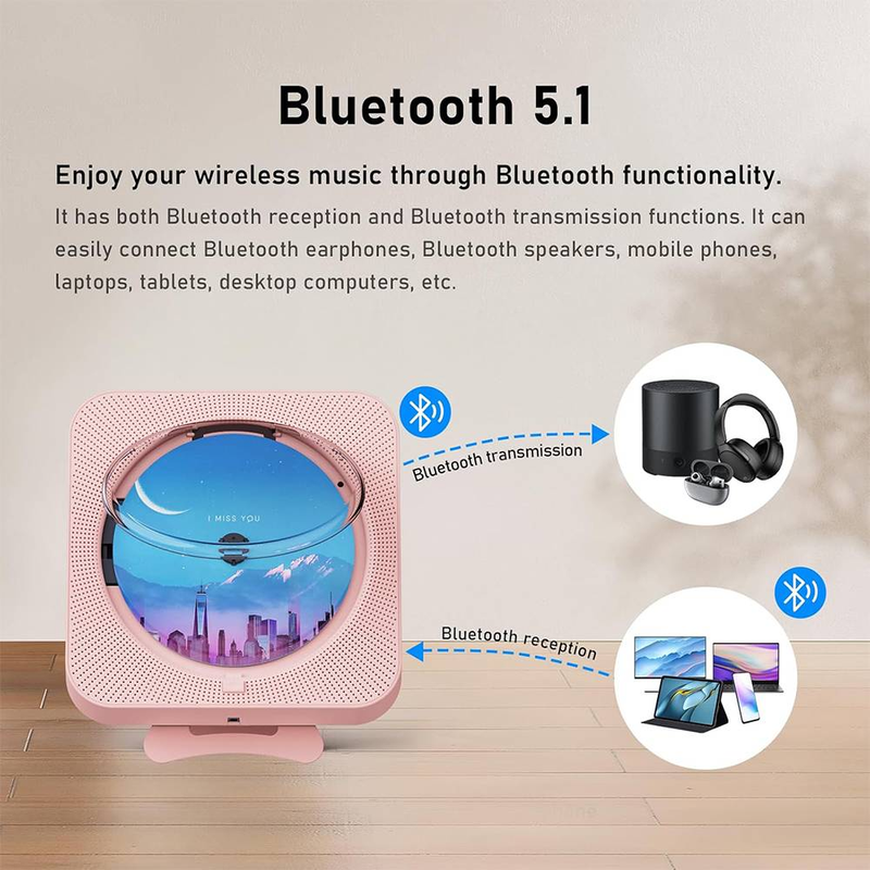 „Byteuni“ nešiojamas „Bluetooth“ namų CD muzikos grotuvas su nuotolinio valdymo pultu, laikmačiu, įmontuotais garsiakalbiais ir LED ekranu, FM radiju, „Boombox“ (neįkraunamas)_voghion.com