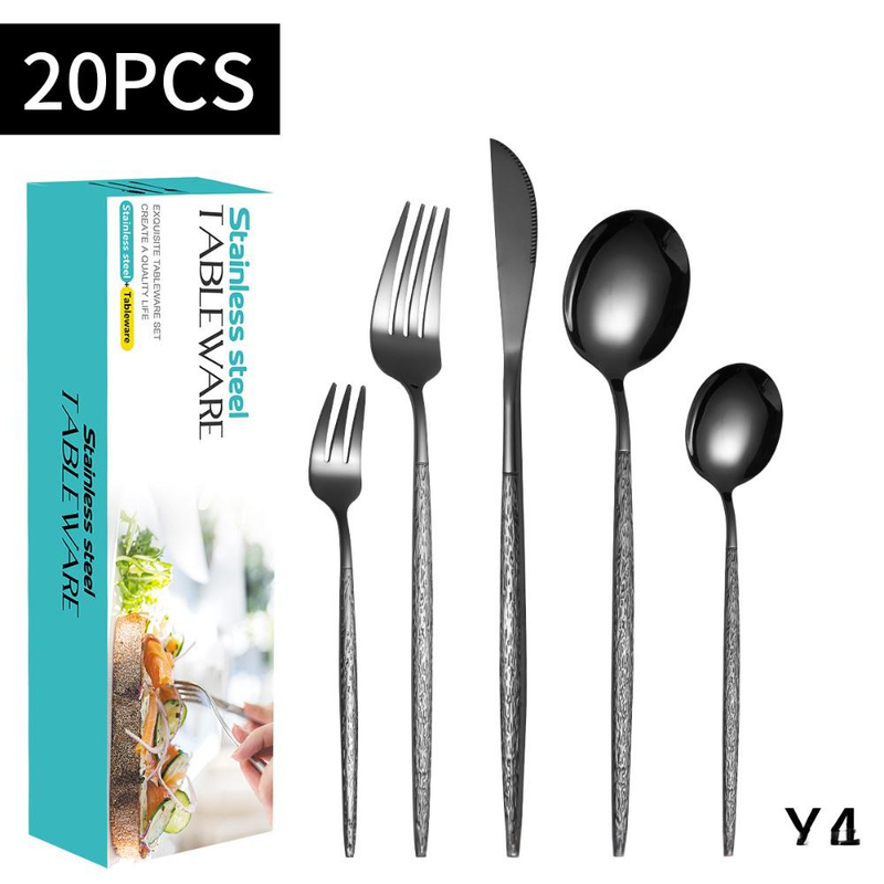 Ensemble de couteaux à steak portugais martelés en acier inoxydable - Ensemble de couverts élégants de 30 pièces pour steak et dîner occidental_voghion.com