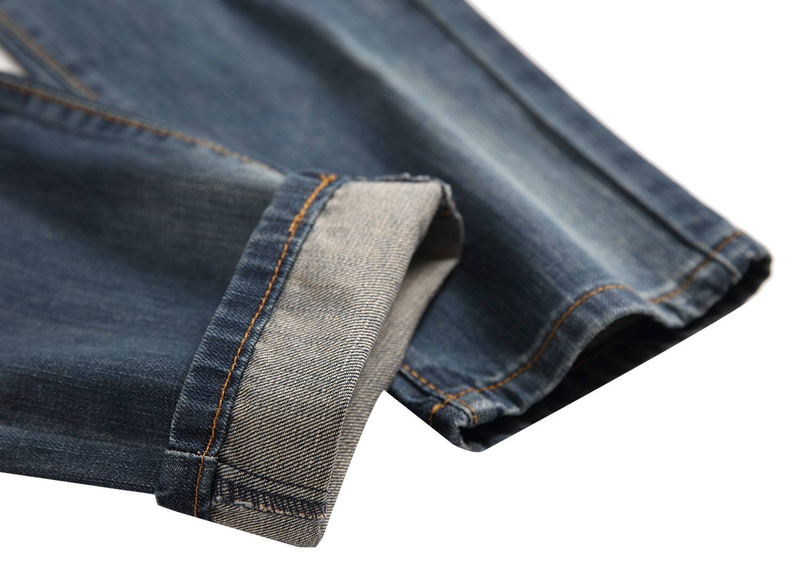 Jeans strappati da uomo, gamba dritta, vestibilità slim, pantaloni in denim non elasticizzati strappati da uomo LY010_voghion.com