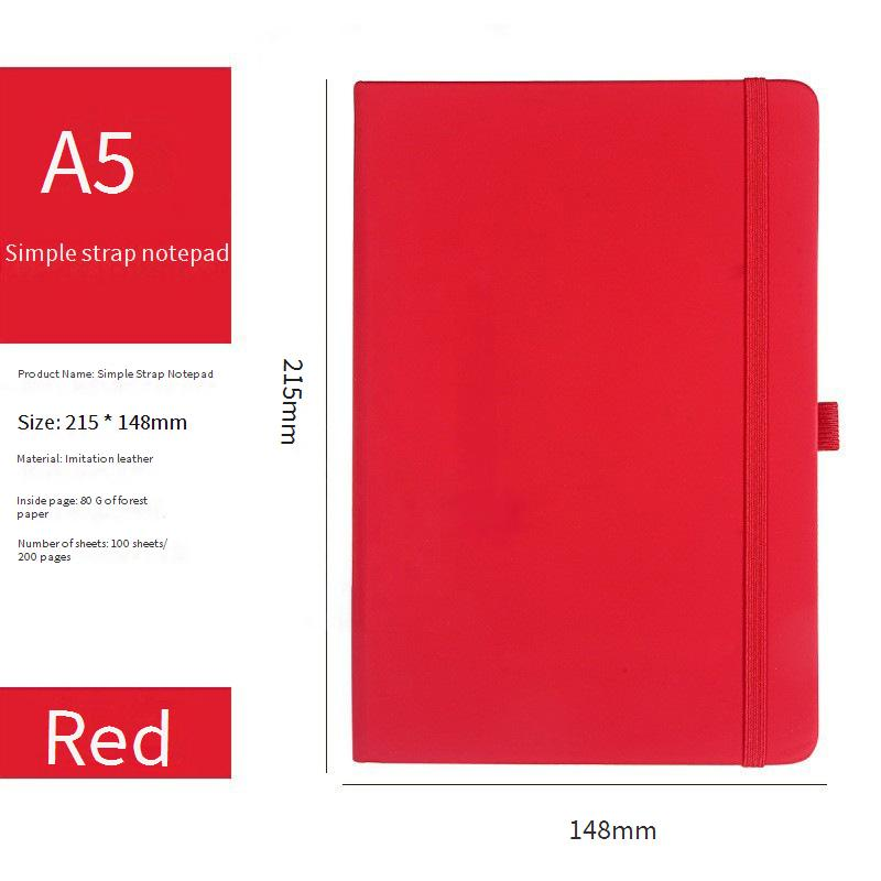A5 Minimalist Elastic Band Notebook - Premium PU Leather Cover, 100 Sheets Lined Paper, Business Office_voghion.com