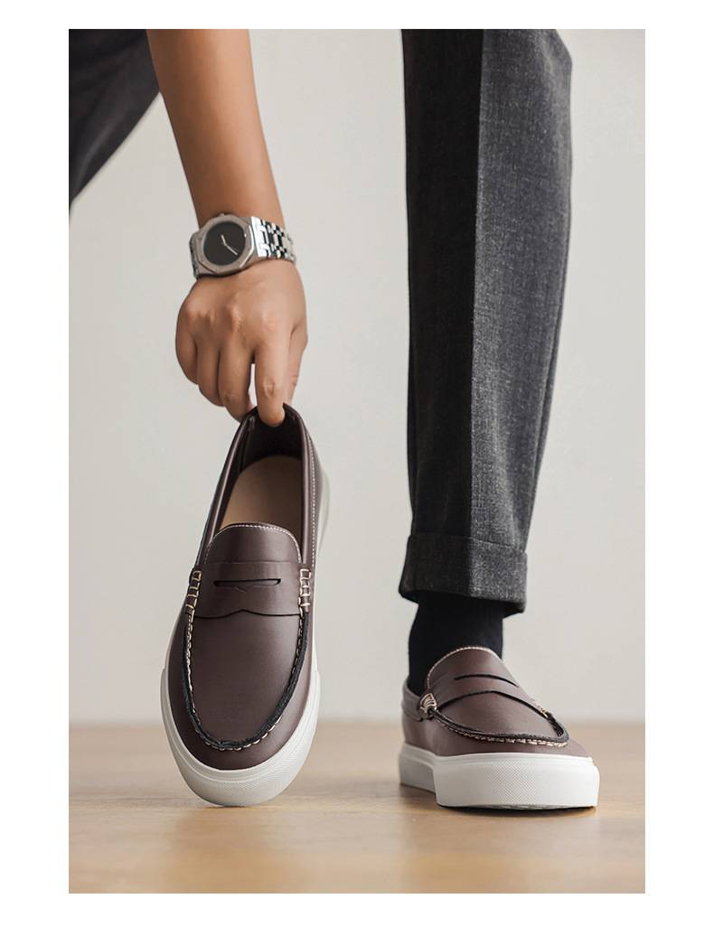 Sommer-Loafer, britische Freizeitschuhe, Herren-Lederschuhe, Bean-Schuhe, Schnürschuhe, im Internet bekannte und beliebte Herrenschuhe_voghion.com