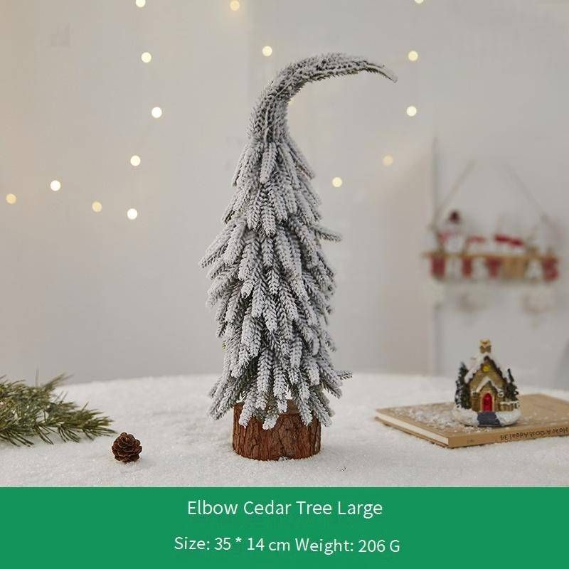 Elegant PE Snowy Pine Tree Decor – Frosted Mini Christmas Trees For Tabletops, Shop Displays & Luxury Jewelry Store Styling_voghion.com