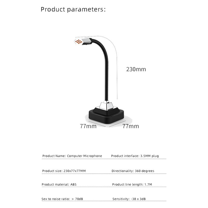 Neue 3,5-mm-Schnittstelle mit Metallschlauch-Mikrofon, geeignet für Desktop-Computer, Büro und Gaming_voghion.com