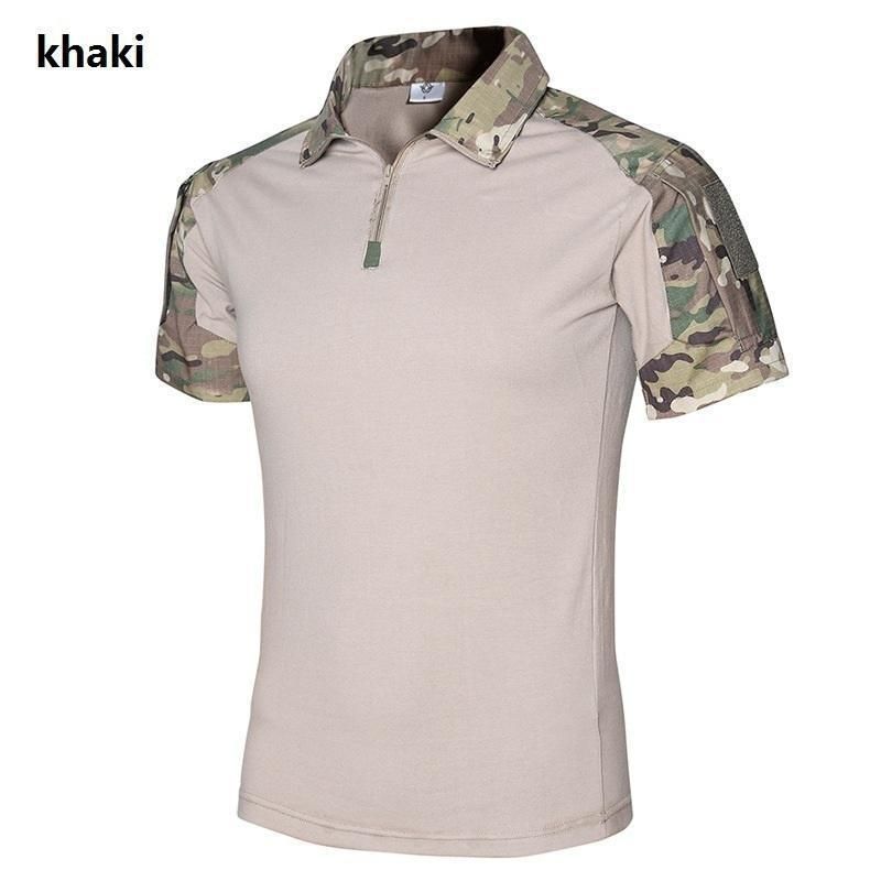 Men's Clothing Patchwork Short Sleeve Shirt Casual T-Shirt With Collar Breathable Cotton Blend Loose Fit Military Style Fashion For Outdoor Daily_voghion.com