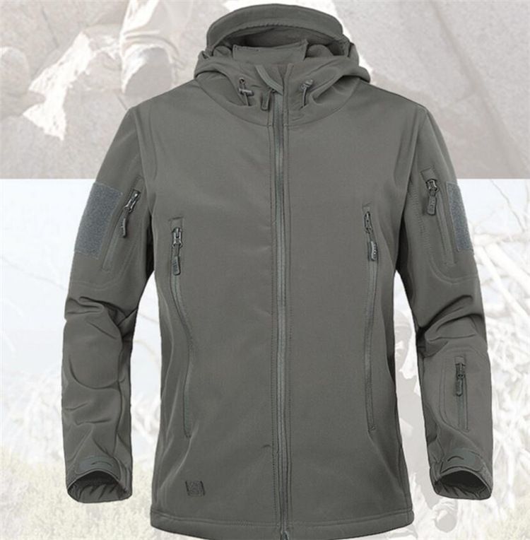 Giacca softshell Shark Skin da uomo - Giacca tattica antivento e impermeabile per esterni con design traspirante e resistente per escursionismo e campeggio_voghion.com
