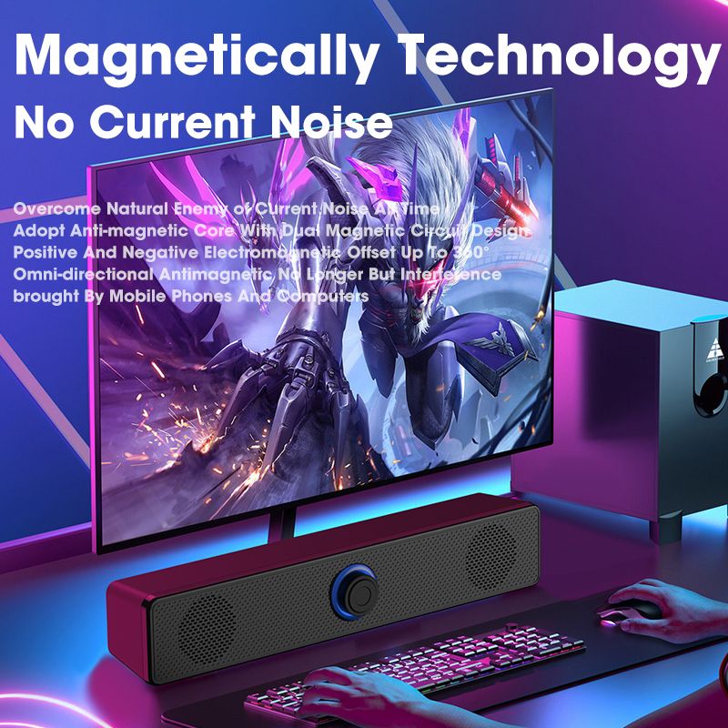 4D Surround Soundbar Bluetooth 5.0 Computerlautsprecher Kabelgebundener Stereo-Subwoofer Soundbar für Laptop-PC Heimkino-TV-Aux-Lautsprecher_voghion.com