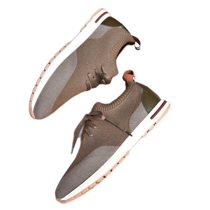 Men's 2025 Spring Summer New Sock Flat Lace-Up Knitted Breathable Sports Versatile Running Shoes For Men_voghion.com