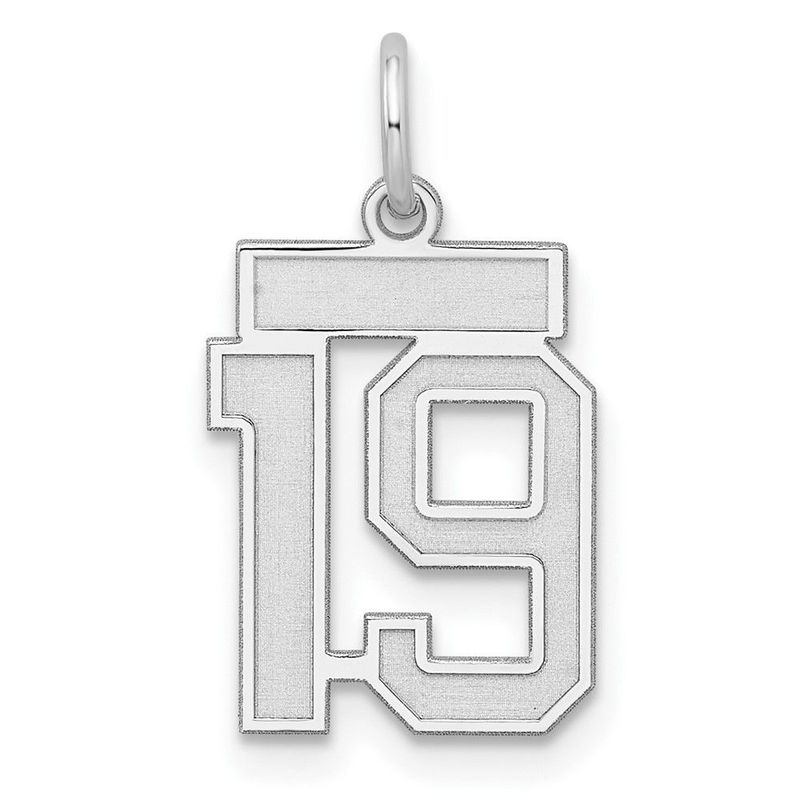 Sterling Silver/Rhodium-plated Satin Number 19 Charm_voghion.com