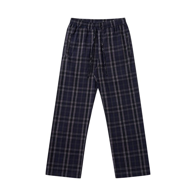 Parisian Plaid Casual Pants For Men – Loose Fit Retro Trousers With Clean Aesthetic_voghion.com