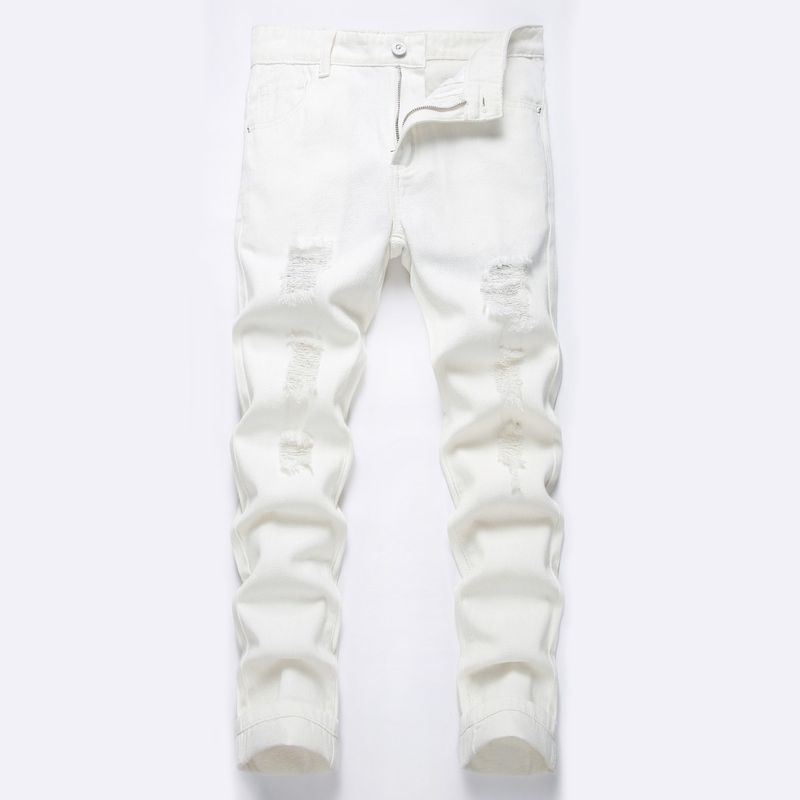 Weiße Stretch-Jeanshose mit geradem Schnitt für Jungen_voghion.com