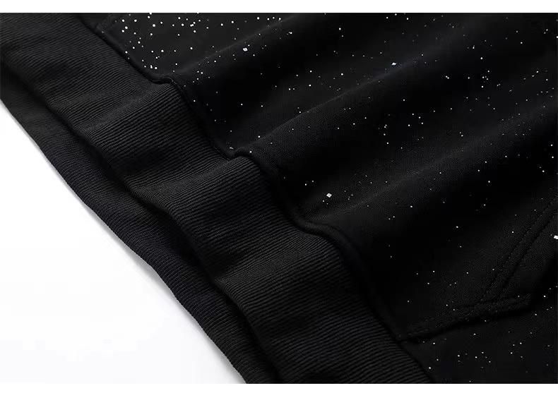Stylish Unisex Cotton Hoodie With Starry Print - Loose Fit Casual Pullover For Men & Women (Black, M-XXL)_voghion.com