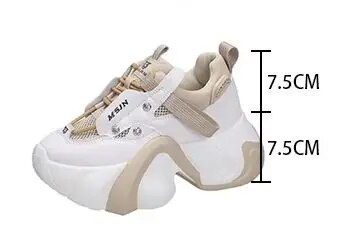 2023 Herbst Frauen klobige Turnschuhe atmungsaktive Mesh Freizeit schuhe 7,5 cm Absätze Mode Trainer Schnür plate-forme_voghion.com