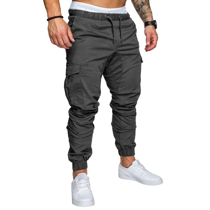 Men's Workwear Cargo Pants - Multi-Pocket Utility Trousers With Durable Woven Fabric, Year-Round Casual Pants_voghion.com