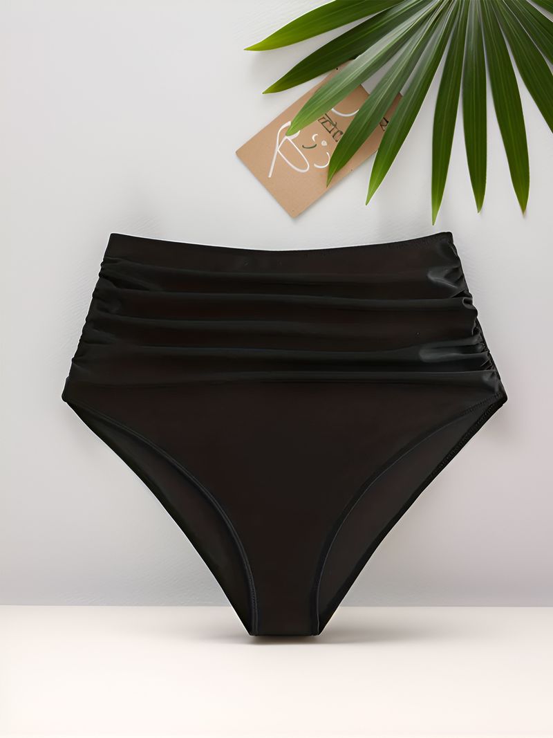 High-Waisted Bikini Bottom – Tummy Control & Quick-Dry Fabric (S-XL) – Solid/Animal Print Swimwear For Women_voghion.com