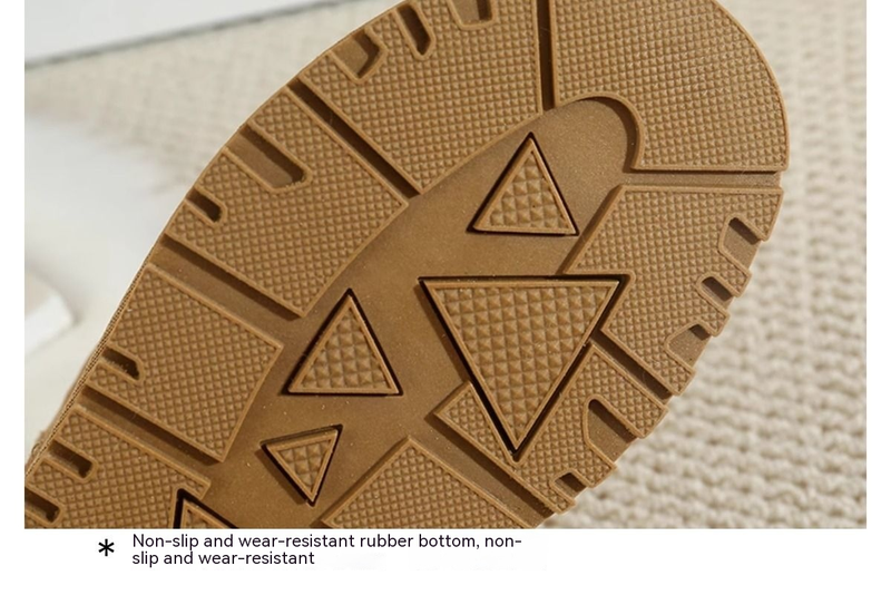 Nordeste com sola grossa de neve com zíper para botas curtas femininas com pele integrada, pelúcia de lã e espessada_voghion.com