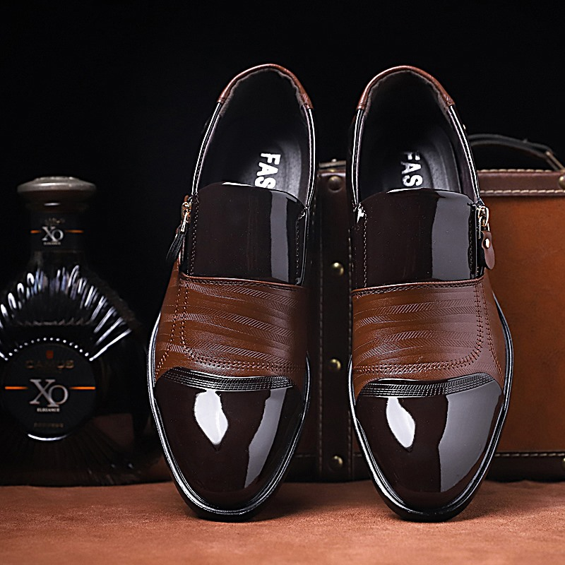 New High Quality Leather Men's Business Casual Leather Shoes, Formal Shoes, Pointed Low Top Shoes, Western Denim Versatile_voghion.com