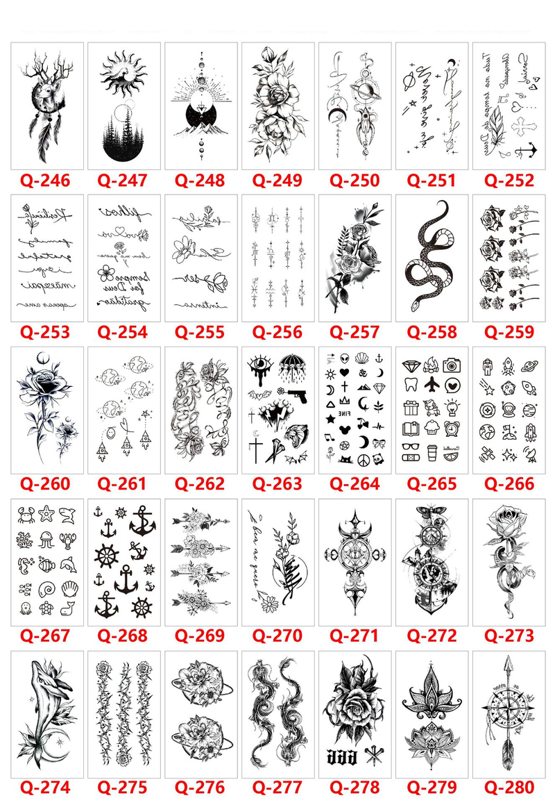 Q 121-160 Μικρό σετ αυτοκόλλητων τατουάζ με φρέσκο, αδιάβροχο σχέδιο, οποιοσδήποτε συνδυασμός_voghion.com