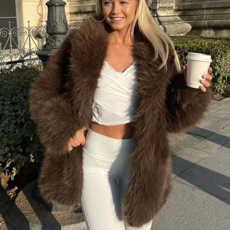 Women's Clothing Solid Color Fur Coat Comfortable Temperament Elegant Leisure Warm Eye Catching Coat_voghion.com