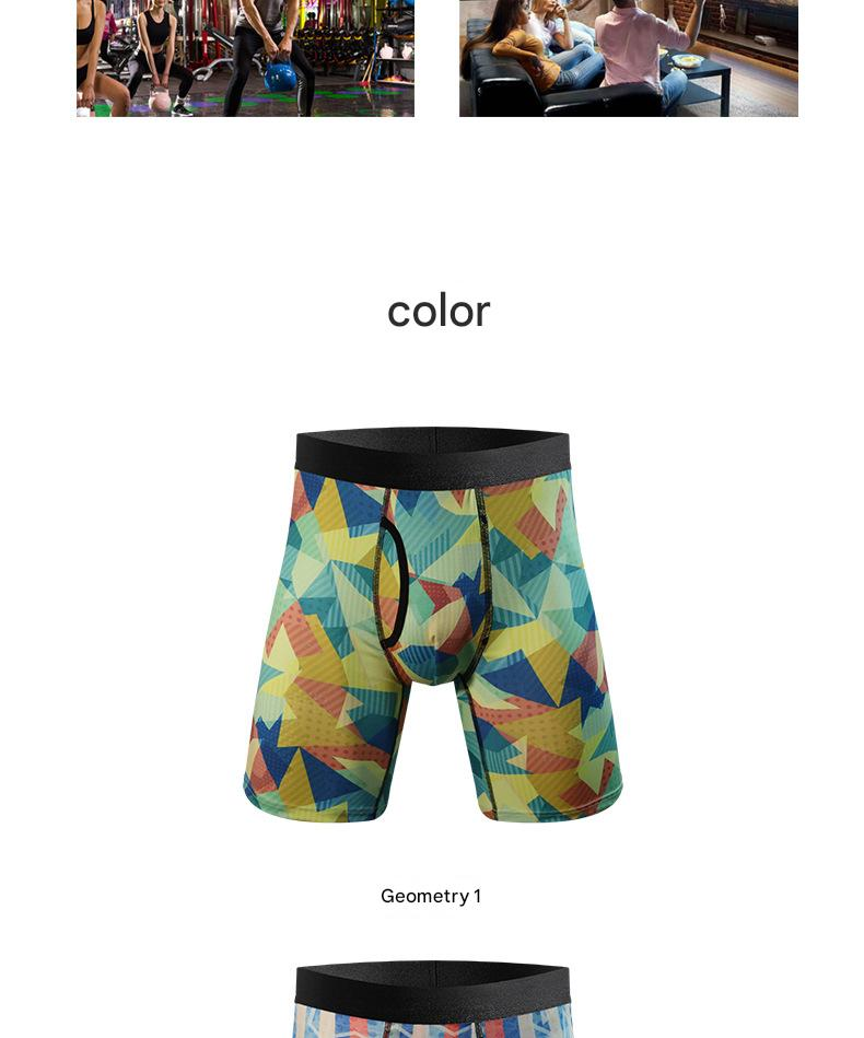 NOKO 3-pack Men's Underwear Novelty Digital Printing Breathable Stretch Sports Lengthened Trouser Legs Large Size Comfortable Boxer Briefs_voghion.com