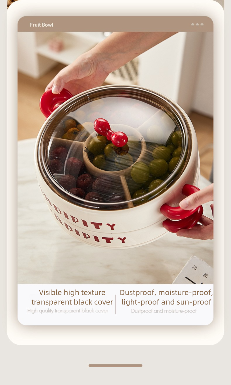 Creative Bowknot Dried Fruit Tray, Household Living Room Divided Lattice With Lid Candy Box, Ins Style Snack Display Plate, Fruit Plate._voghion.com