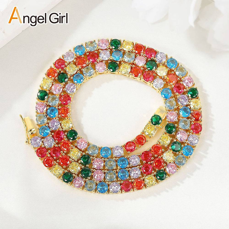 Collier tennis pour femme avec zircone cubique de 3 à 5 mm, élégante chaîne en laiton plaqué or, tendance au quotidien_voghion.com