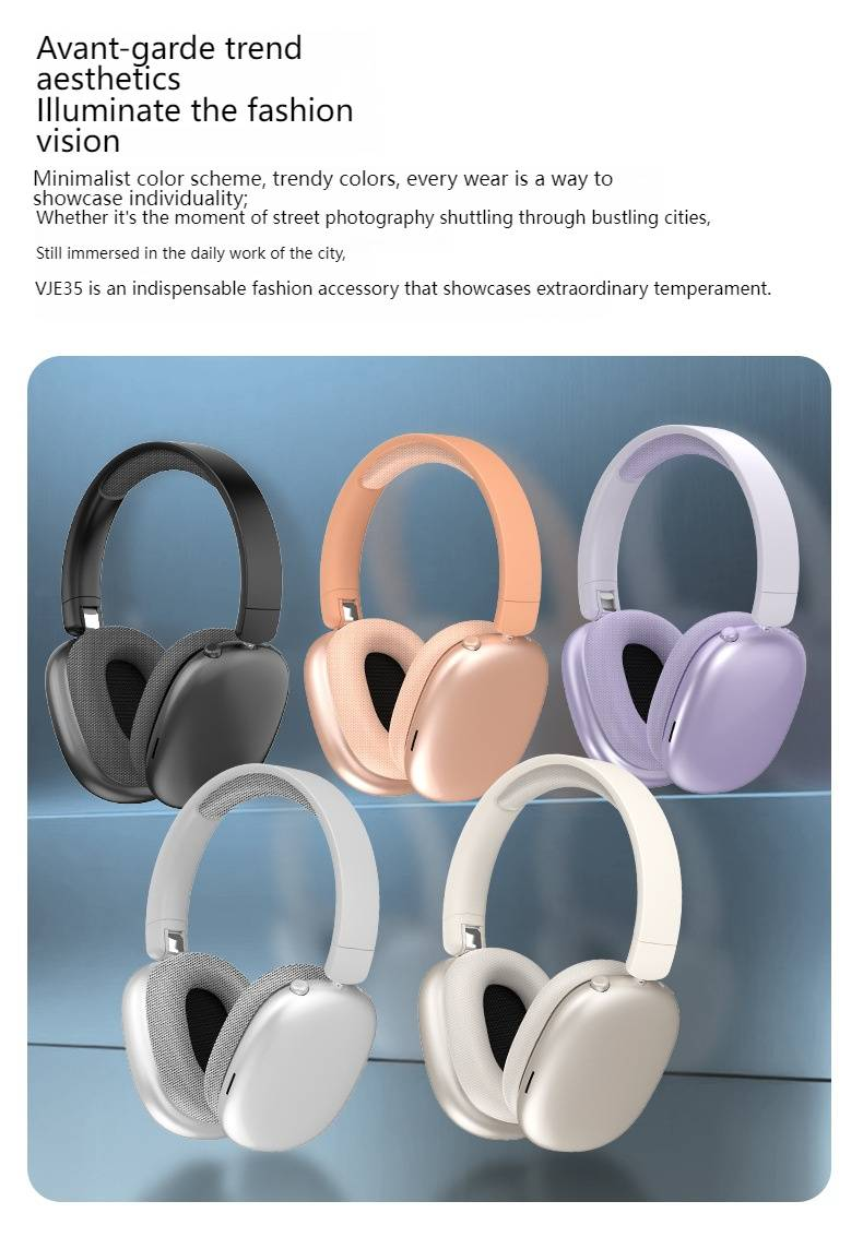 Wireless Bluetooth Headphones Over-Ear, Lightweight Comfort, 50-Hour Playtime, Hi-Fi Stereo Sound, Built-in Mic, Foldable Design For Travel_voghion.com