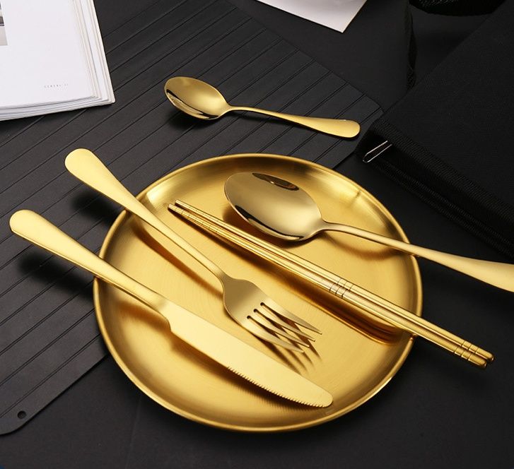 Outdoor-Edelstahl-Geschirrset, tragbarer, hochwertiger Grillteller für Reisen und Camping, Grillzange, Messer, Gabeln und Löffel_voghion.com