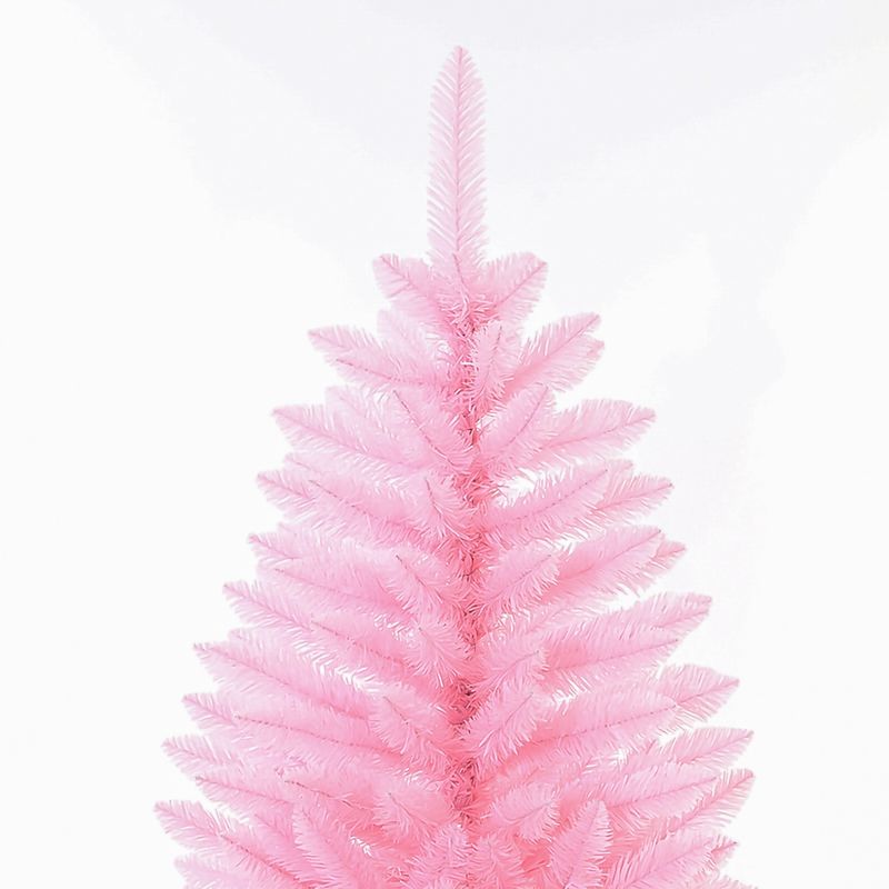 6FT Christmas Tree with Pink Lights - Pre-Lit Artificial Xmas Tree for Holiday Decor_voghion.com