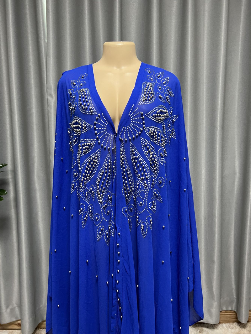 Dammekleeder Moslemesche Stil waarm Diamantperlen héichdicht Chiffon locker Mantel Schal_voghion.com