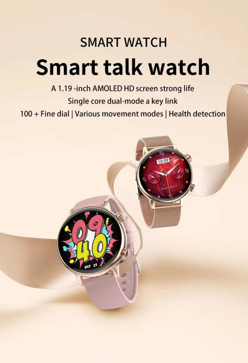 New HK39 Women's 1.1 Round True AMOLED Smartwatch With Sports, NFC, Call, And Offline Payment_voghion.com