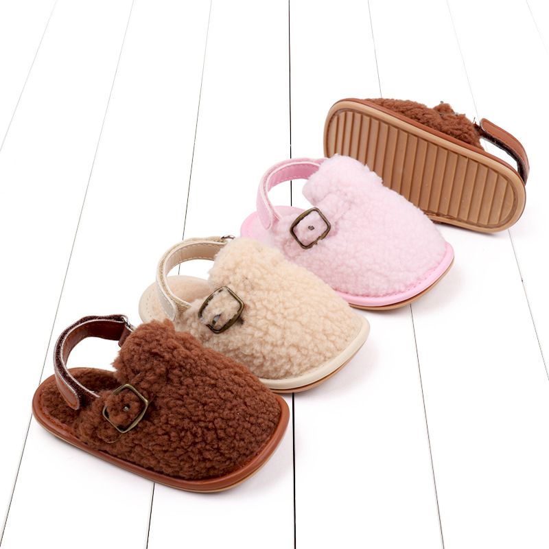 Autumn and winter new lamb wool walking 0-12 months Velcro baby hairy shoes BNB3132_voghion.com