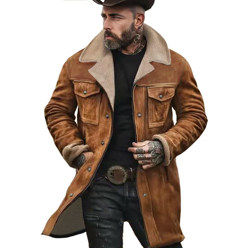 Men’s Suede-Like Bomber Jacket – Winter-Ready Zip-Up Coat With Multi-Pocket Design (100% Polyester) – Slim Fit For Casual & Commuter Wear_voghion.com